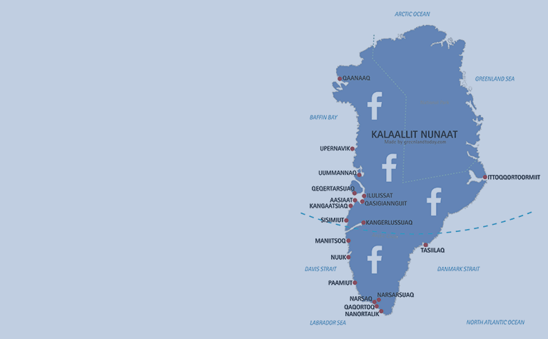 Facebook map in Greenland