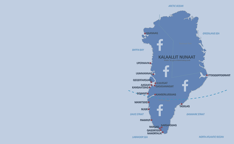 Facebook map in Greenland