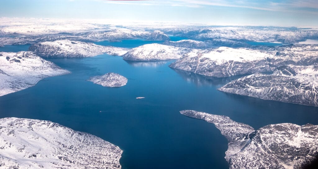 Flying over the Nuuk Fjord in Spring - Guide to Greenland