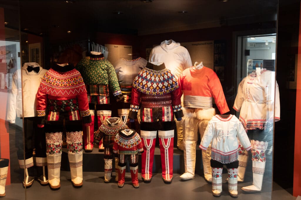 The variety in the Greenlandic national dress on display at the Greenland National Museum and Archives in Nuuk - Guide to Greenland
