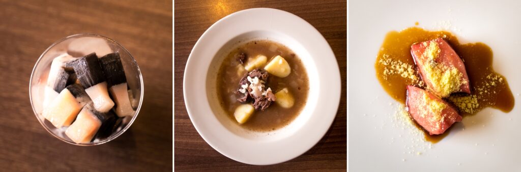 Traditional Greenlandic food of mattak suasaat and whale blubber - Guide to Greenland