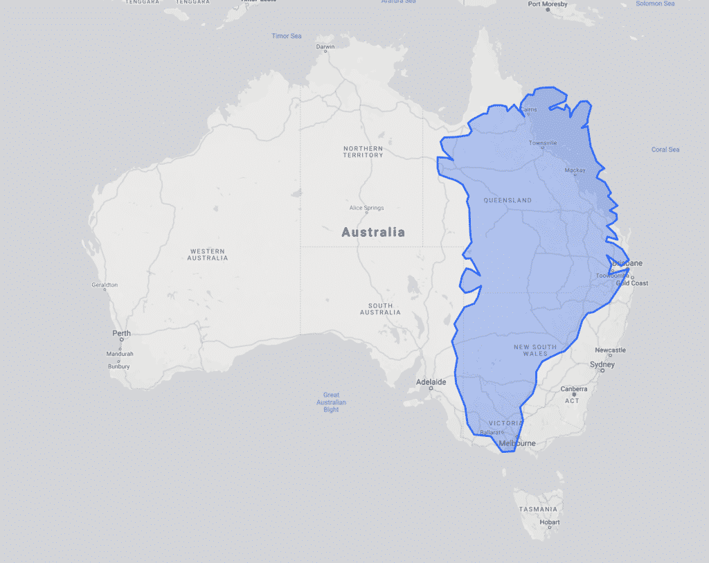 size of greenland compared to australia from thetruesize.com