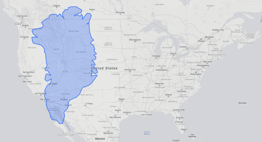 Size of Greenland versus the US from thetruesize.com