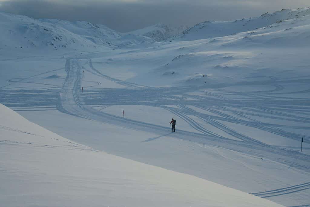 A lonely skier during Arctic Circle Race