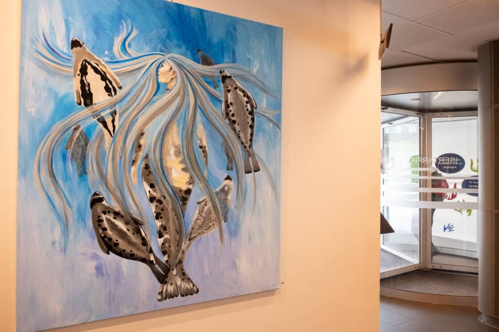 Art exhibition in the foyer of Grønlandsbanken