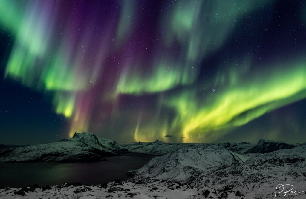 Multi colored northern lights over Nuuk