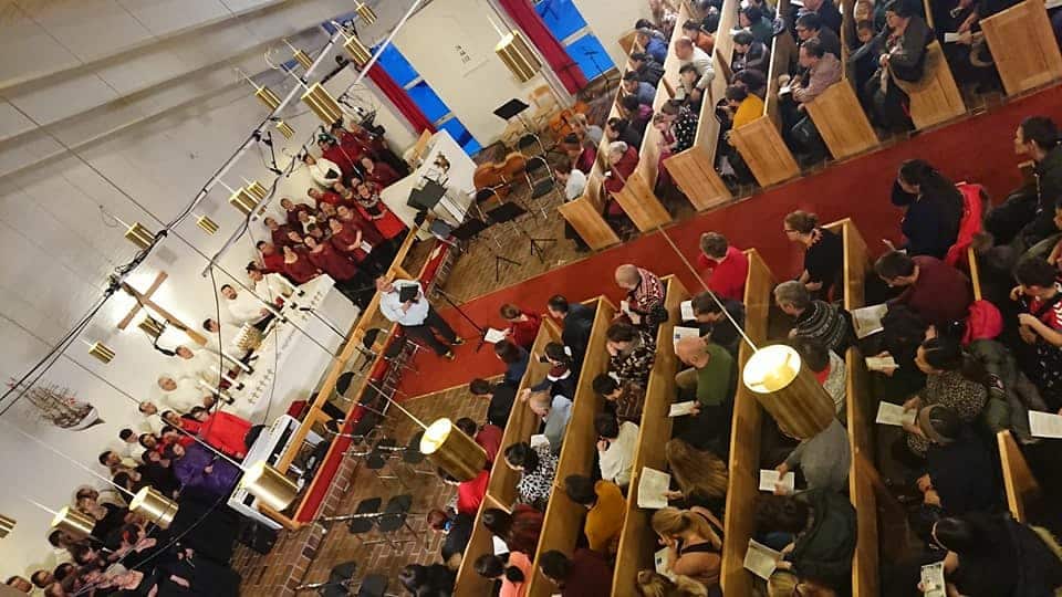 People in church for a christmas concert