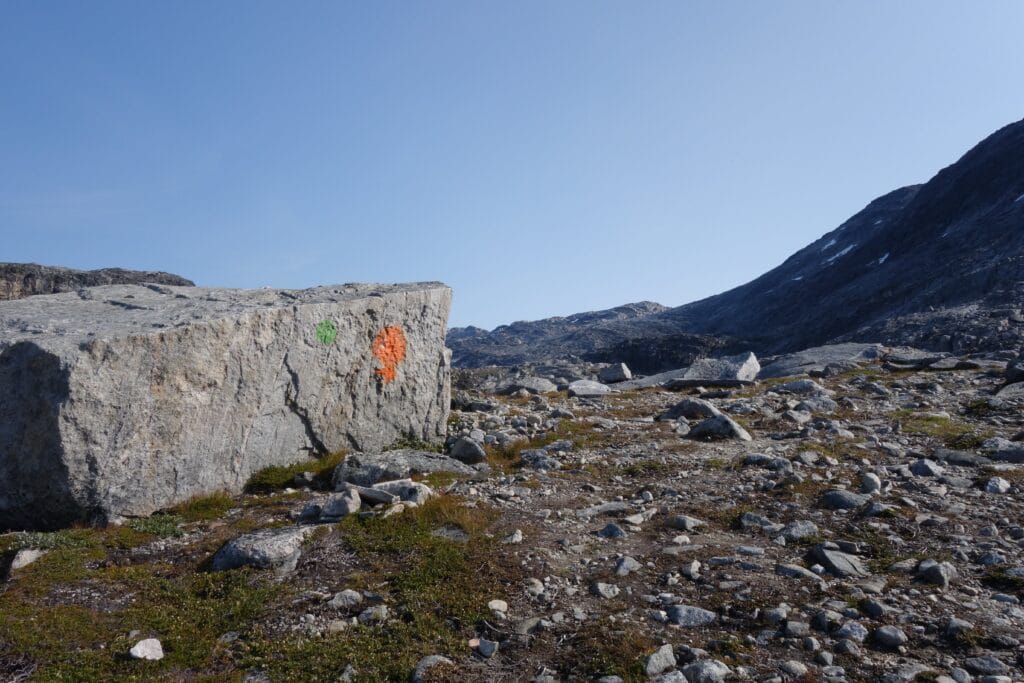 Rock with an orange mark