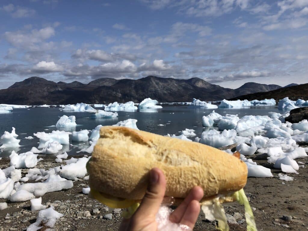 Lunch by the icebergs in Kapisillit