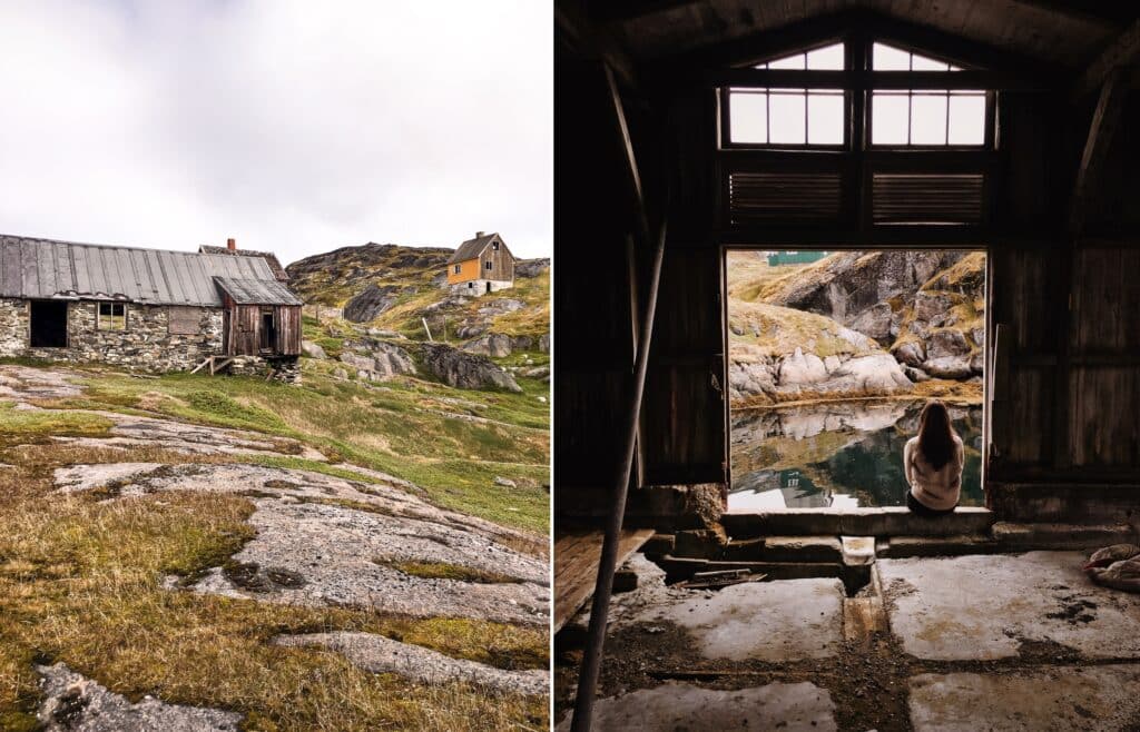 Old buildings in the abandoned settlement of Kangeq