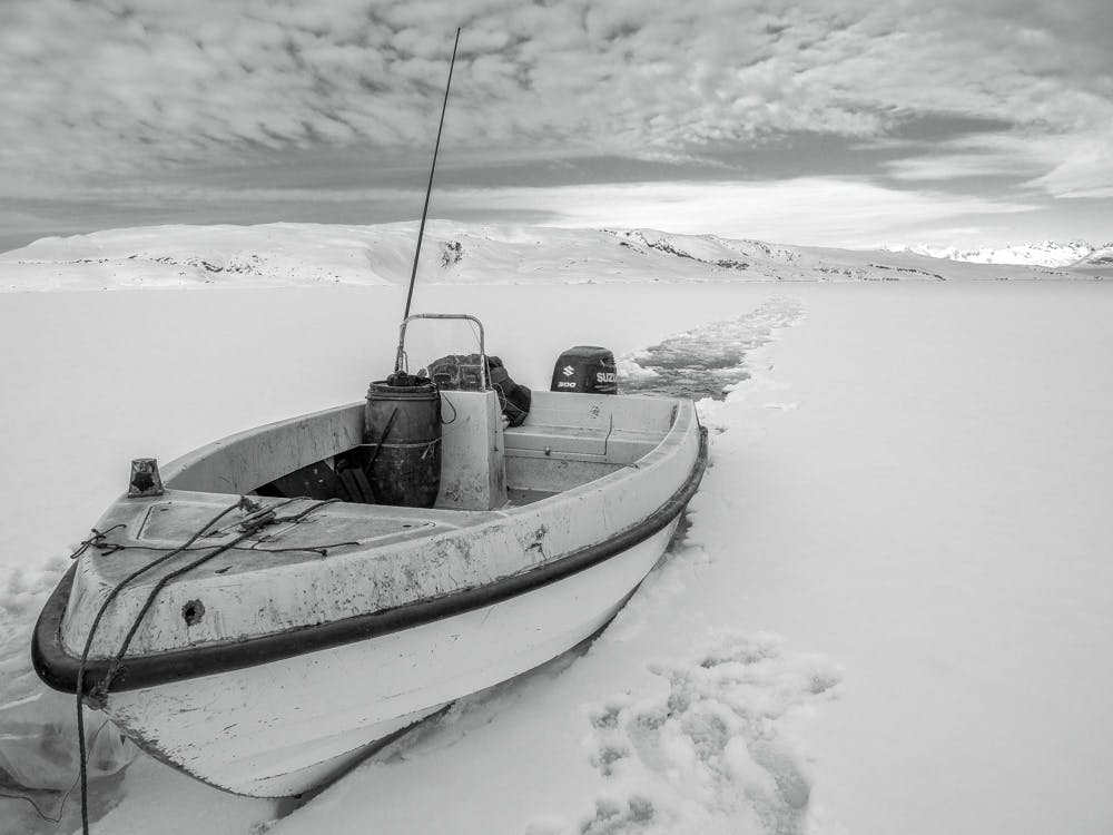 Boat in the sea ice