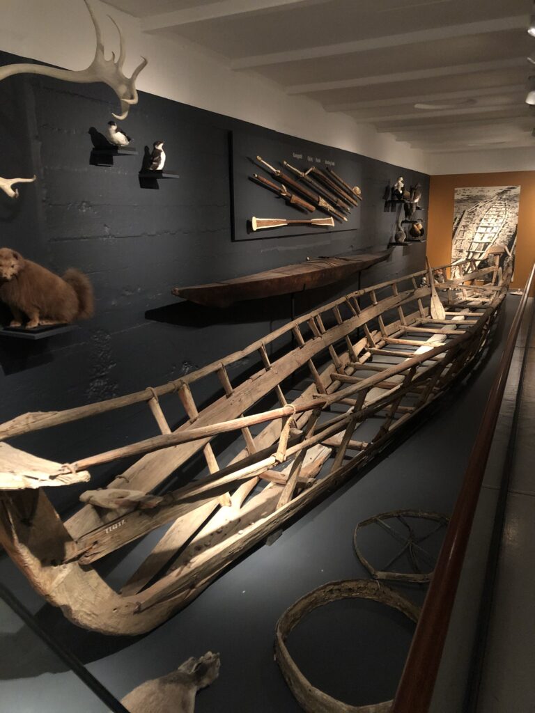 An old wooden boat at a museum in Greenland