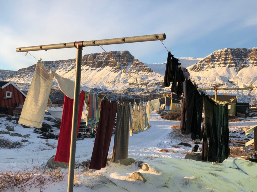 Clothes drying outside in the sun