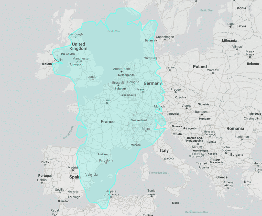 Greenland compared with Europe