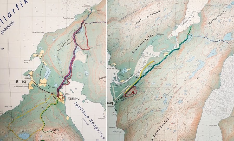 Hiking in South Greenland map
