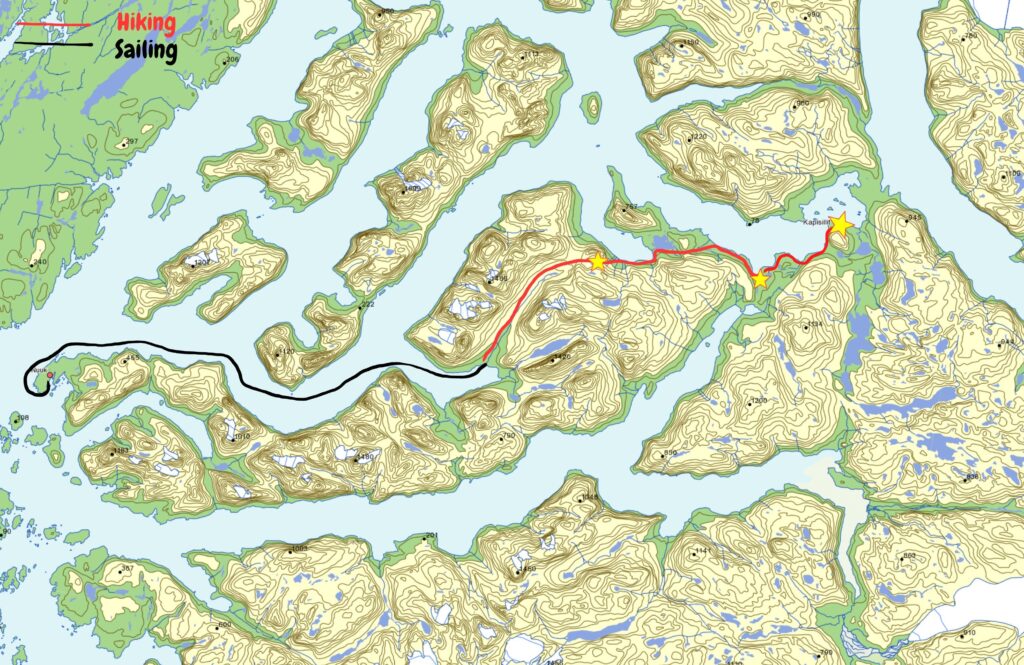 Map of the day hike from Kapisillit to Qooqqut