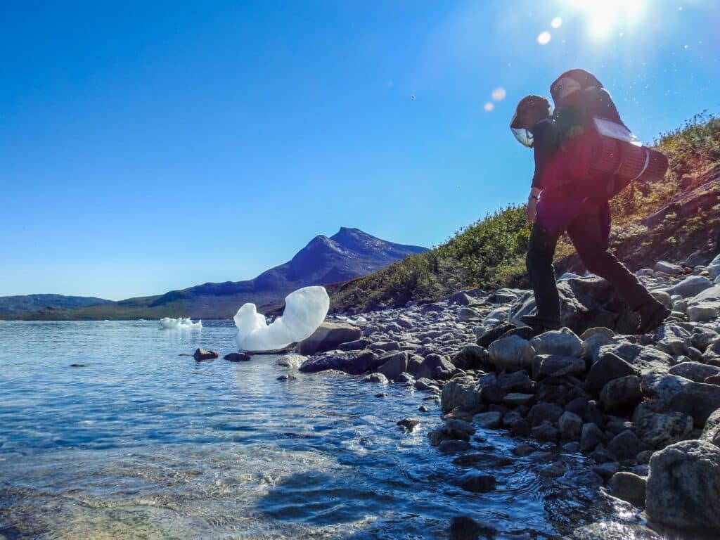 Hiking on a beach in Nuuk Fjord