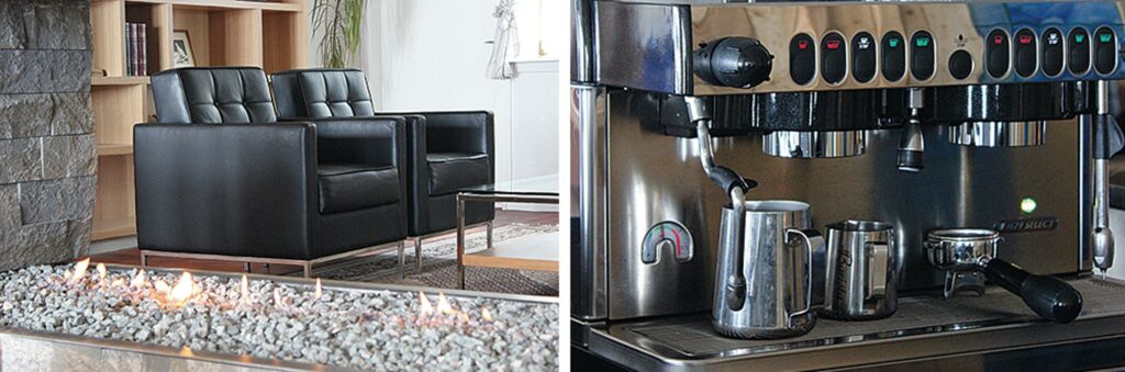 Lobby and coffee station in Hotel Angmassalik in East Greenland
