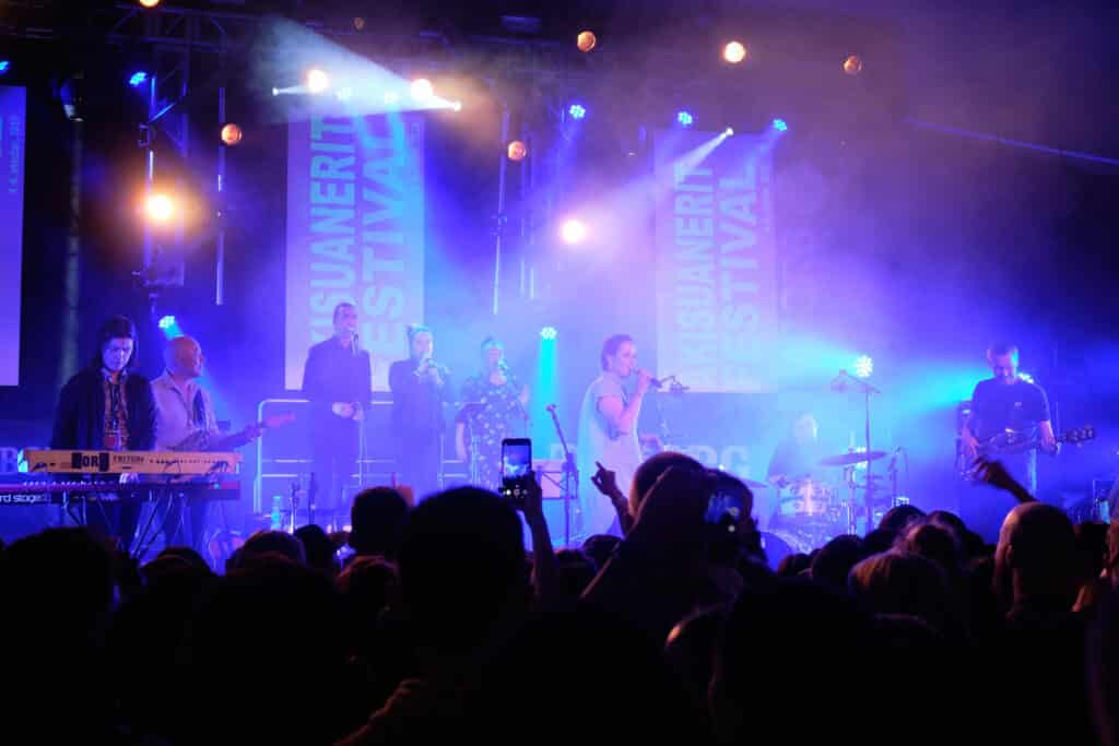 Julie Berthelsen performing at the 2019 Akisuanerit Festival in Nuuk, Greenland