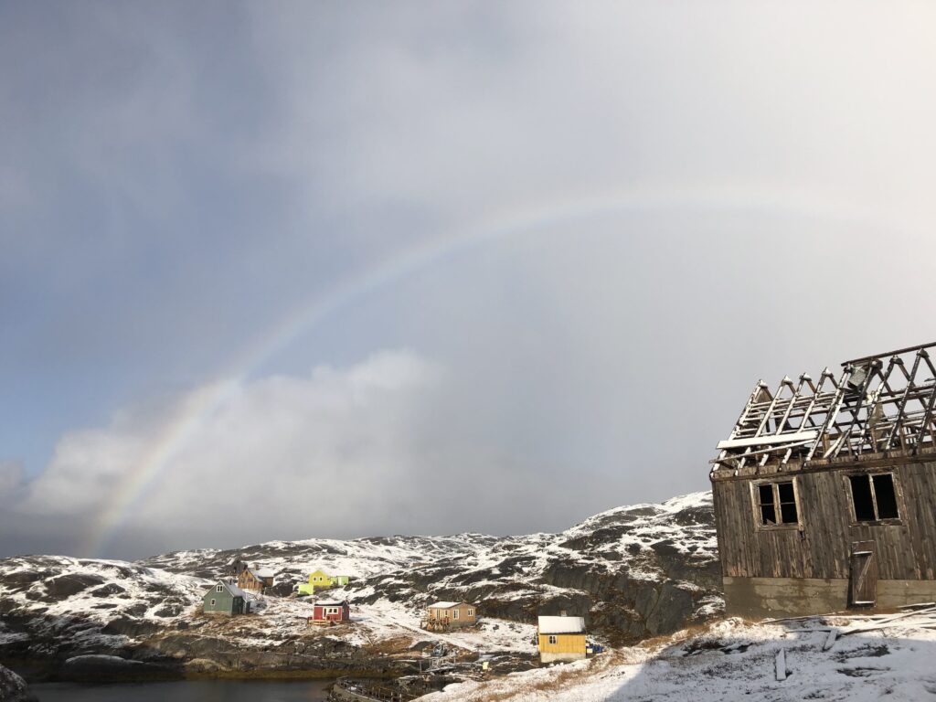 Rainbow over The abandoned settlement of Kangeq