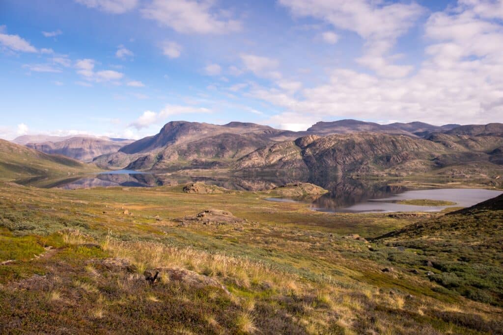Lakes and rolling arctic tundra on the Arctic Circle Trail between Sisimiut and Kangerlussuaq
