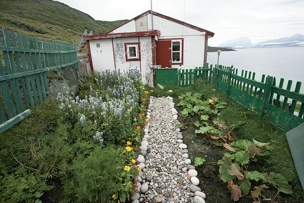 Small red and white house in the settlement of Lichtenau