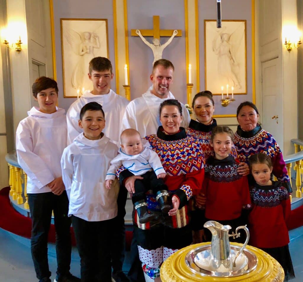 Greenlandic people in their national clothes
