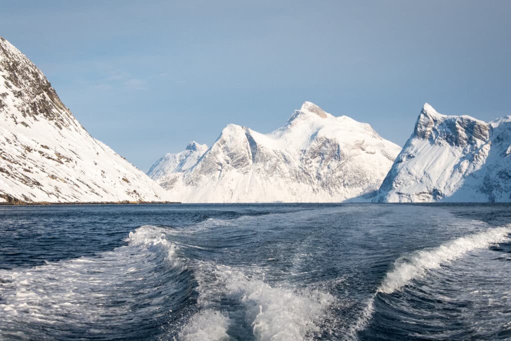 Some of the many mountains that line the Nuuk Fjord