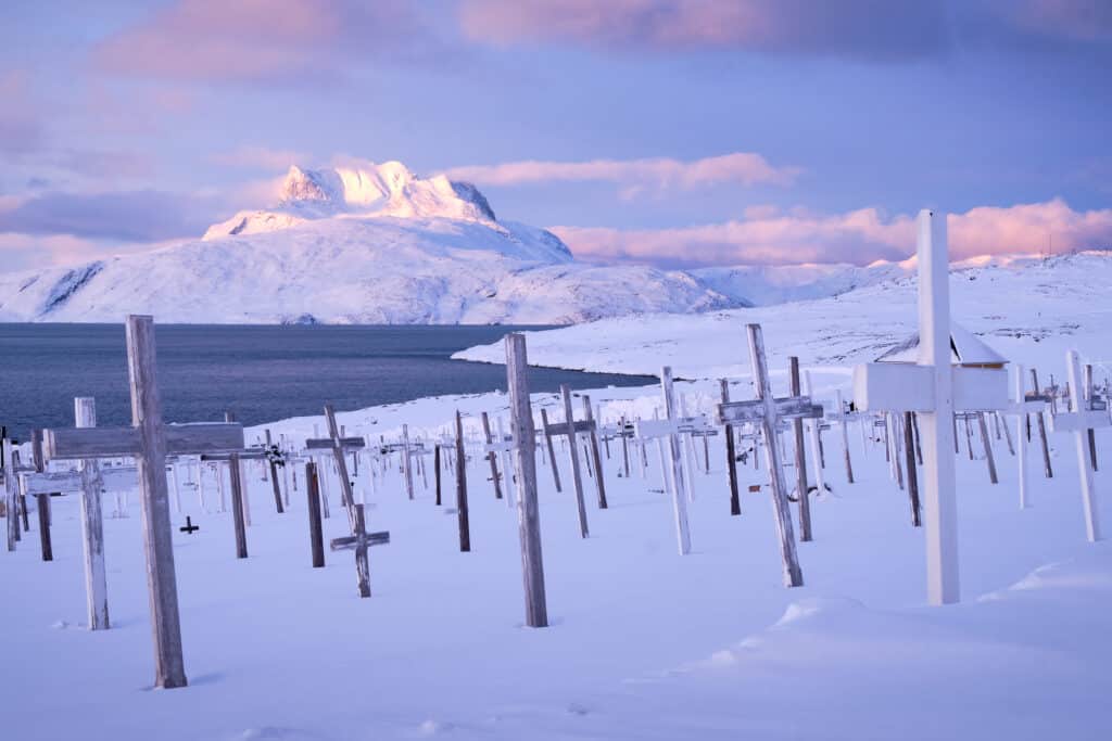 Sermitsiaq mountain as seen from the old cemetery in Nuuk