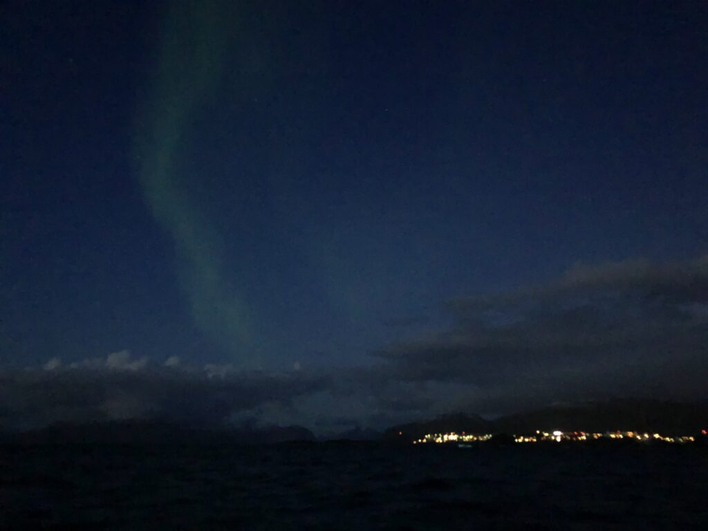 Northern lights seen from a boat
