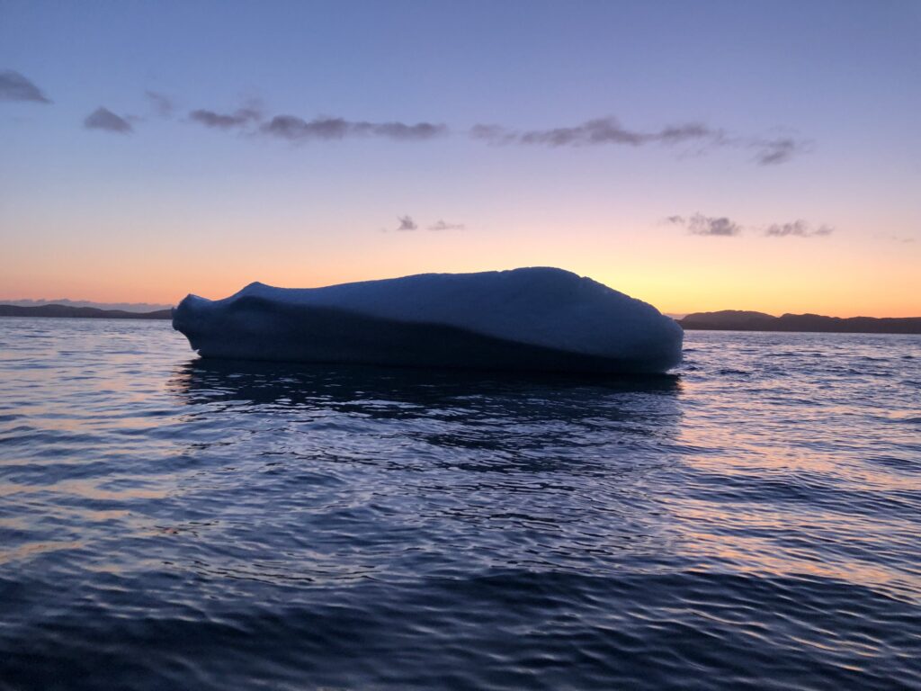 Icebergs blocking the sunset