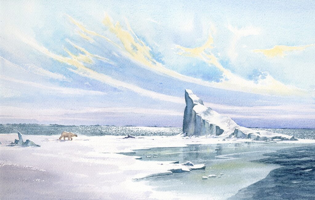 Thin ice, Ittoqqortoormiit. Watercolor