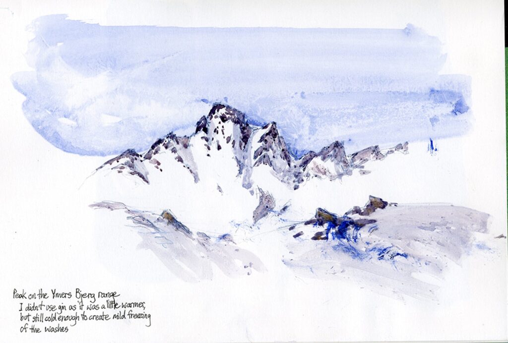 Ymers Bjerg range, Tasiilaq. Watercolor sketch
