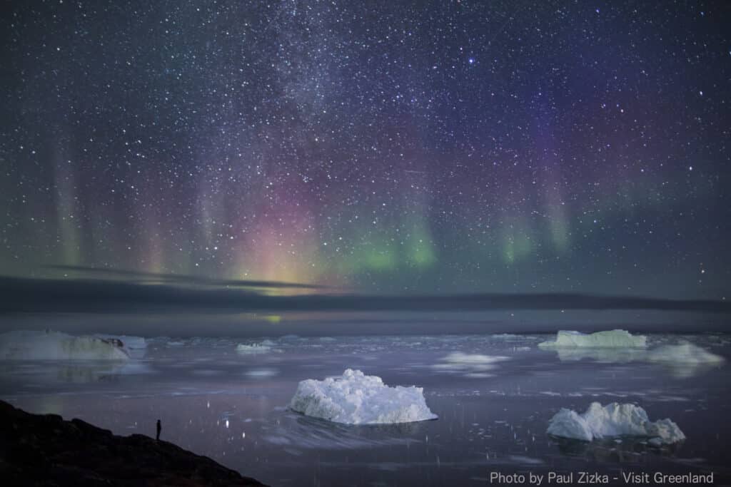 Nordlys over Ilulissat isfjord.