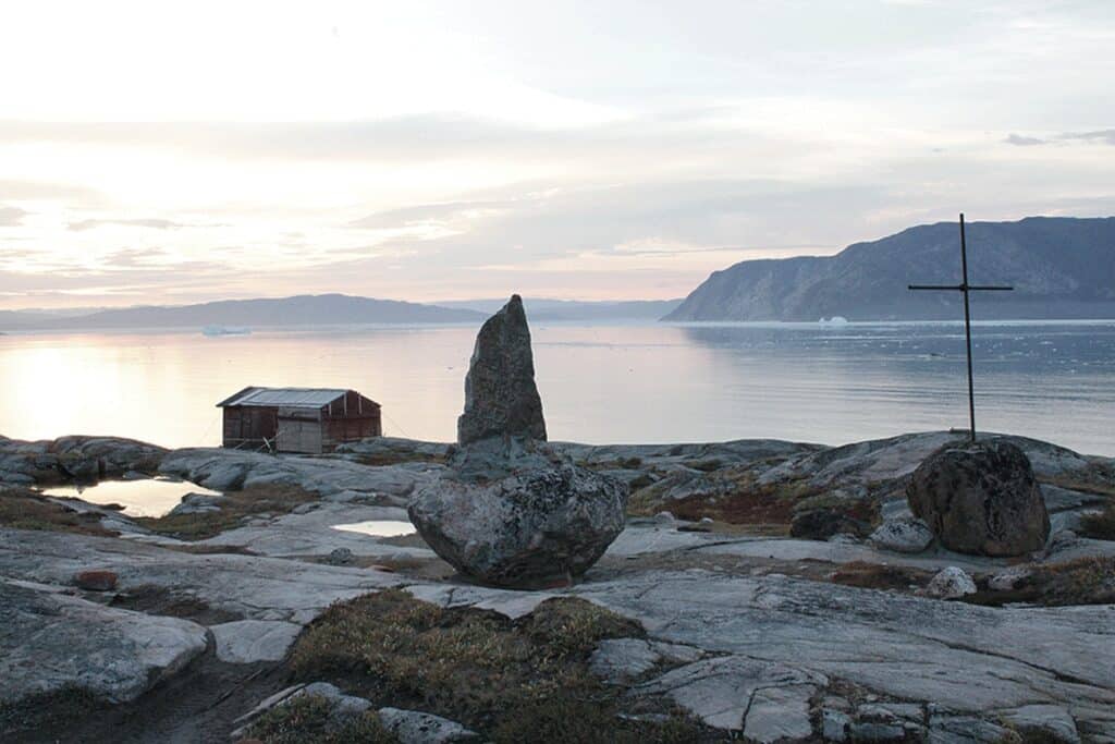 Small cabin overlooking the fjord in Greenland
