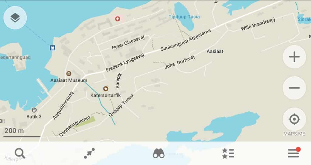 Screenshot of Maps.Me map of central Aasiaat