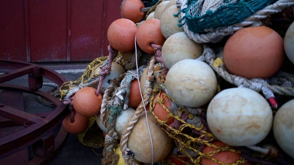 Fishing net on land