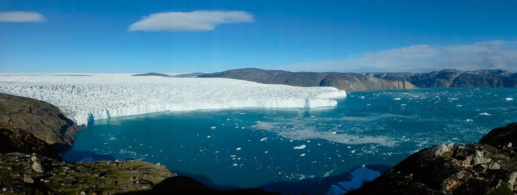 The mouth of a glacier in Greenland
