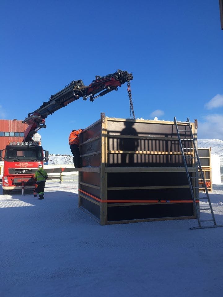 Cubes being made at preparation for Nuuk Snow Festival