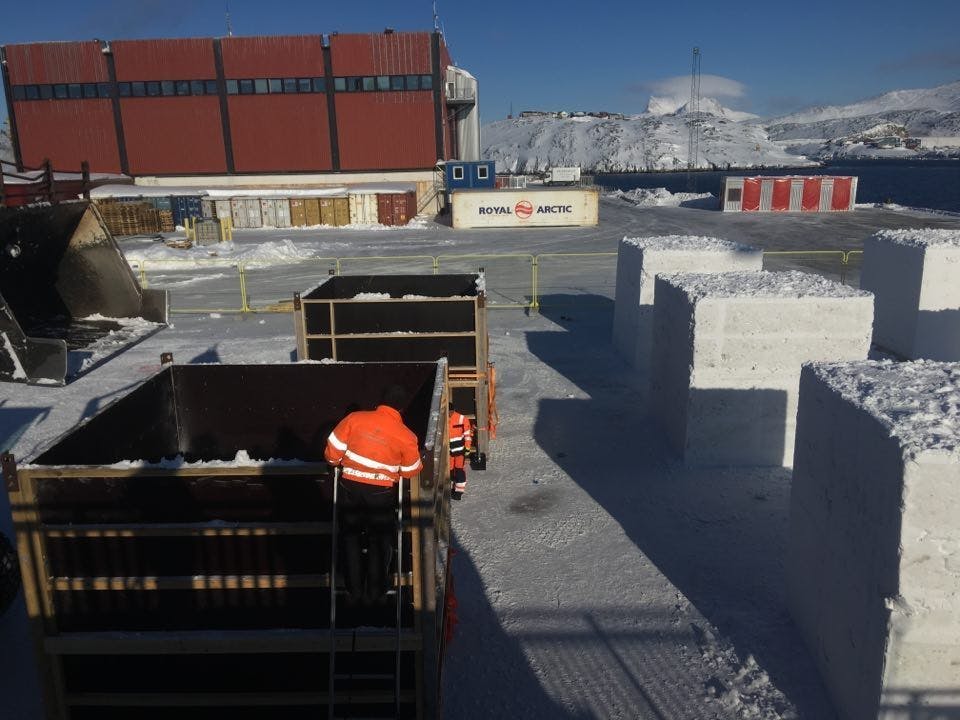 Cubes being made at preparation for Nuuk Snow Festival