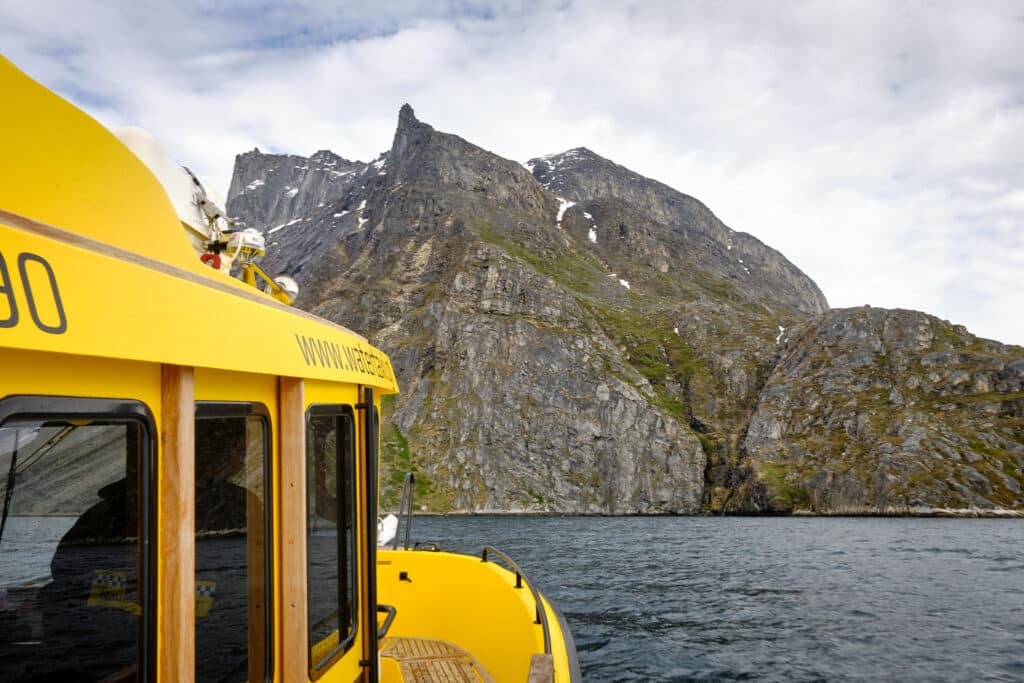 Approaching the fishing spot on a catch and eat boat tour in the Nuuk Fjord - Guide to Greenland