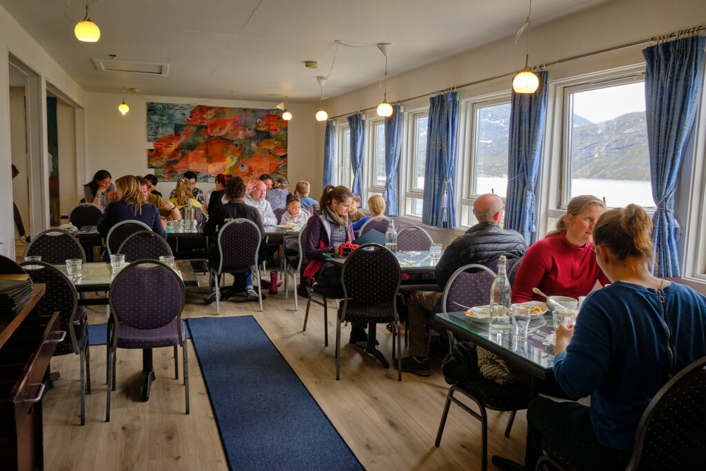 Interior of Qooqqut Nuan restaurant in the Nuuk Fjord - Guide to Greenland