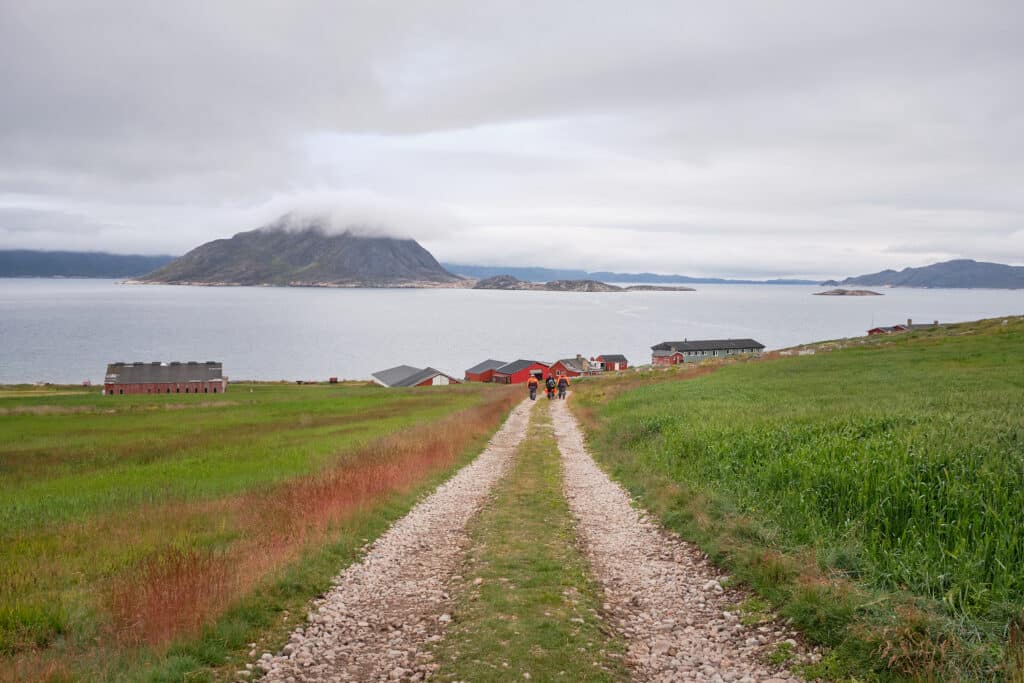 Heading back to the farm buildings at Upernaviarsuk research station near Qaqortoq