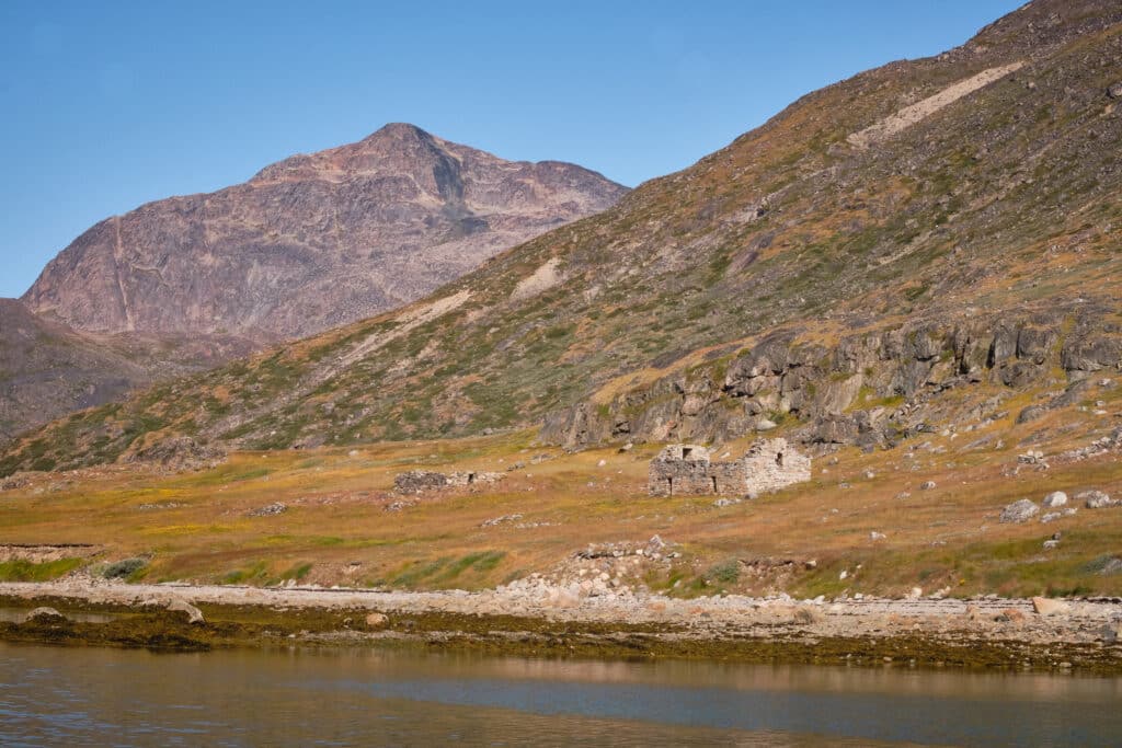 Hvalsey Church as seen coming into the dock for the site - Qaqortoq