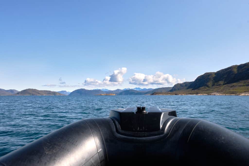 Sailing to Uunartoq Hot Spring near Qaqortoq on a RIB