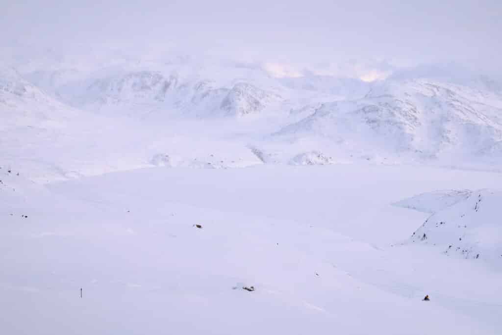 View of the frozen Kangerlusarsuk Tulleq Fjord from the pass to sisimiut