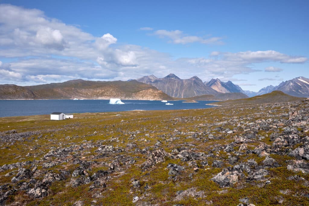 View over the Uunartoq Hot Spring and fjord near Qaqortoq