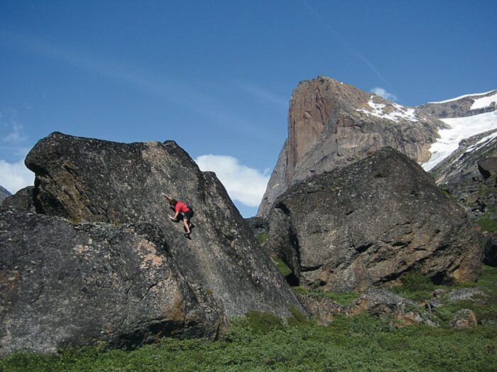 Climbing practice on a big stone