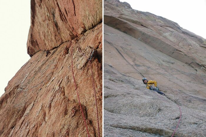 Climbing up the steep mountain in South Greenland
