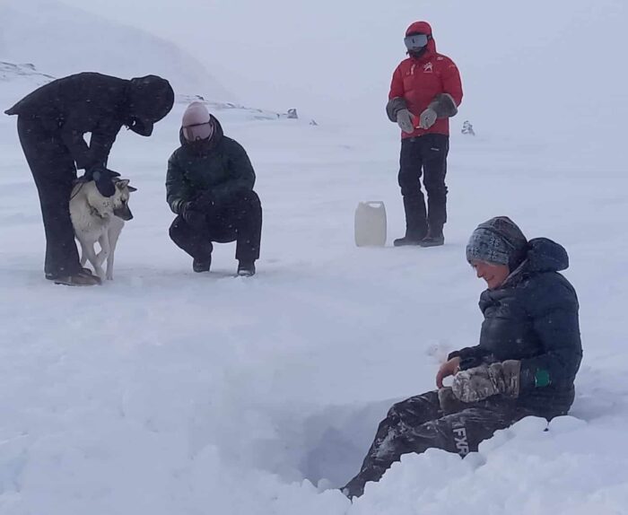 Getting water from the creek. Photo: Caroline Bouchard.